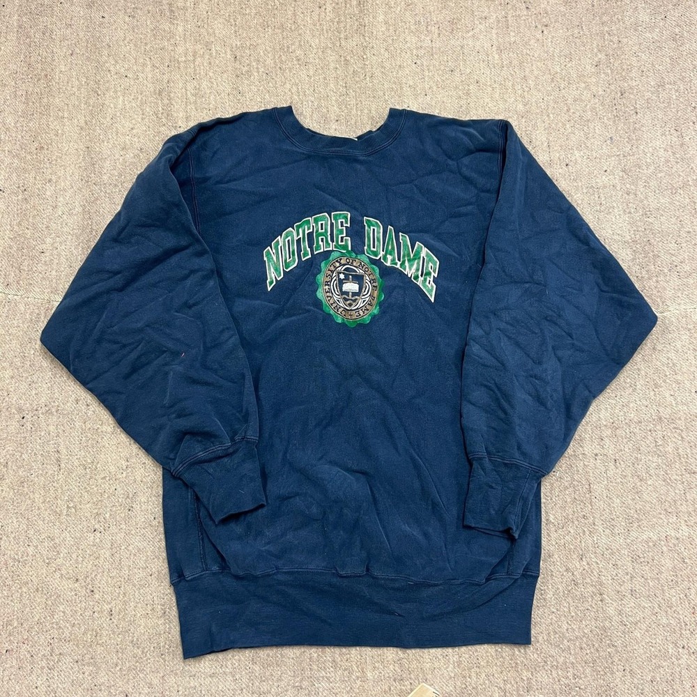 Vintage University Of Notre Dame Sweatshirt XXL Blue 90s Champion Reverse Weave